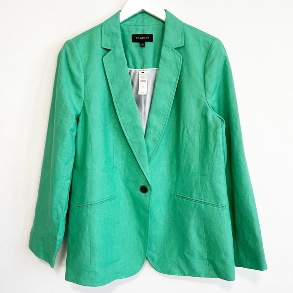 NWT Talbot's Classic Linen Blazer Green Size 12 - Picture 2 of 9